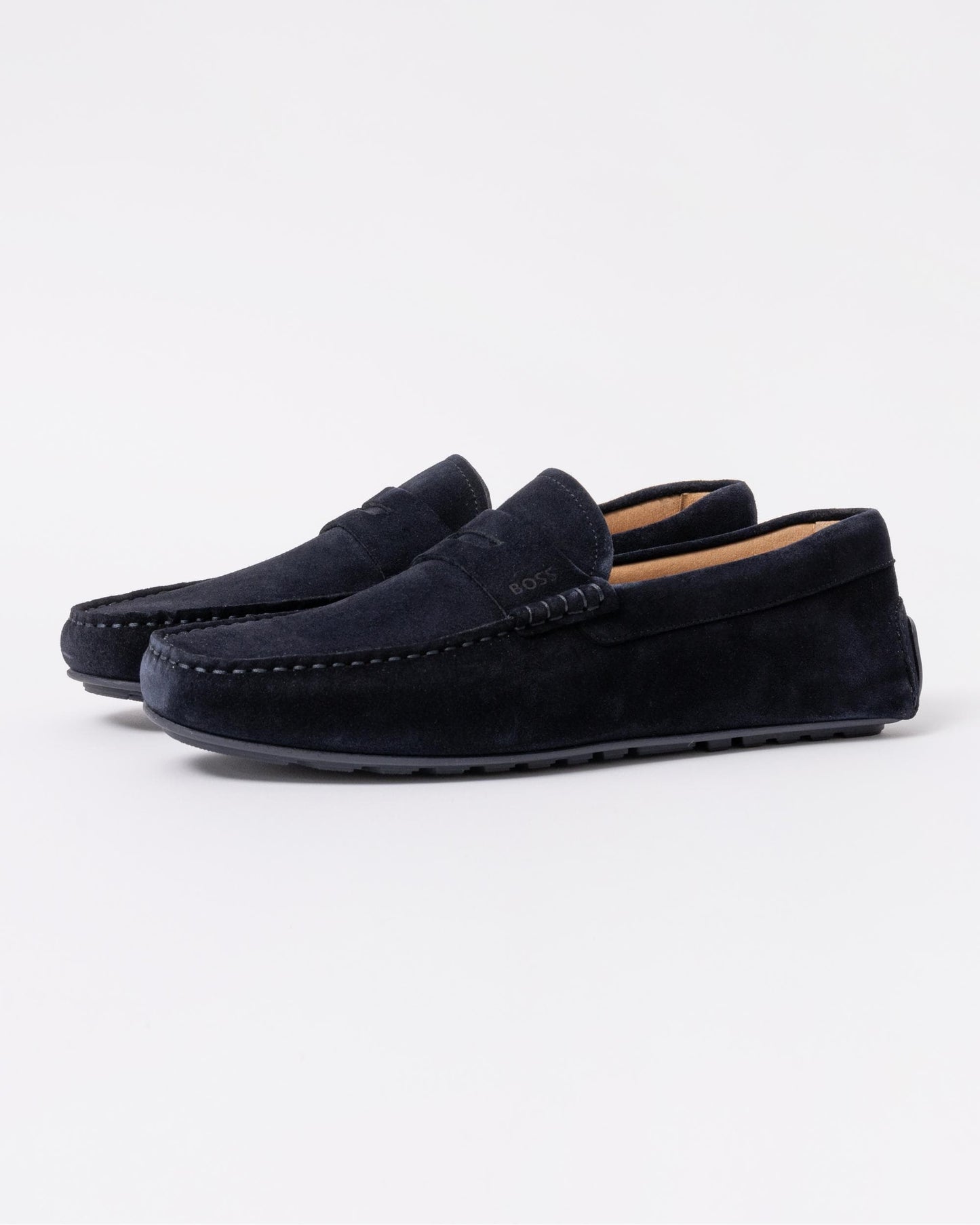 BOSS Orange Noel Mens Suede Driving Moccasins - Dark Blue 401
