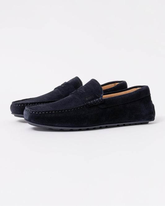 BOSS Orange Noel Mens Suede Driving Moccasins - Dark Blue 401