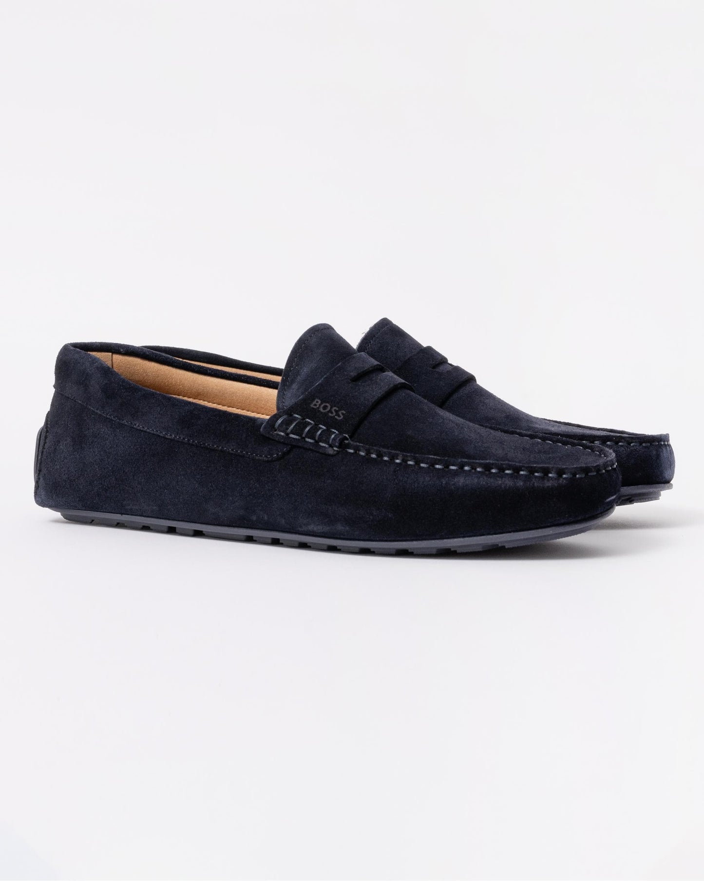 BOSS Orange Noel Mens Suede Driving Moccasins - Dark Blue 401