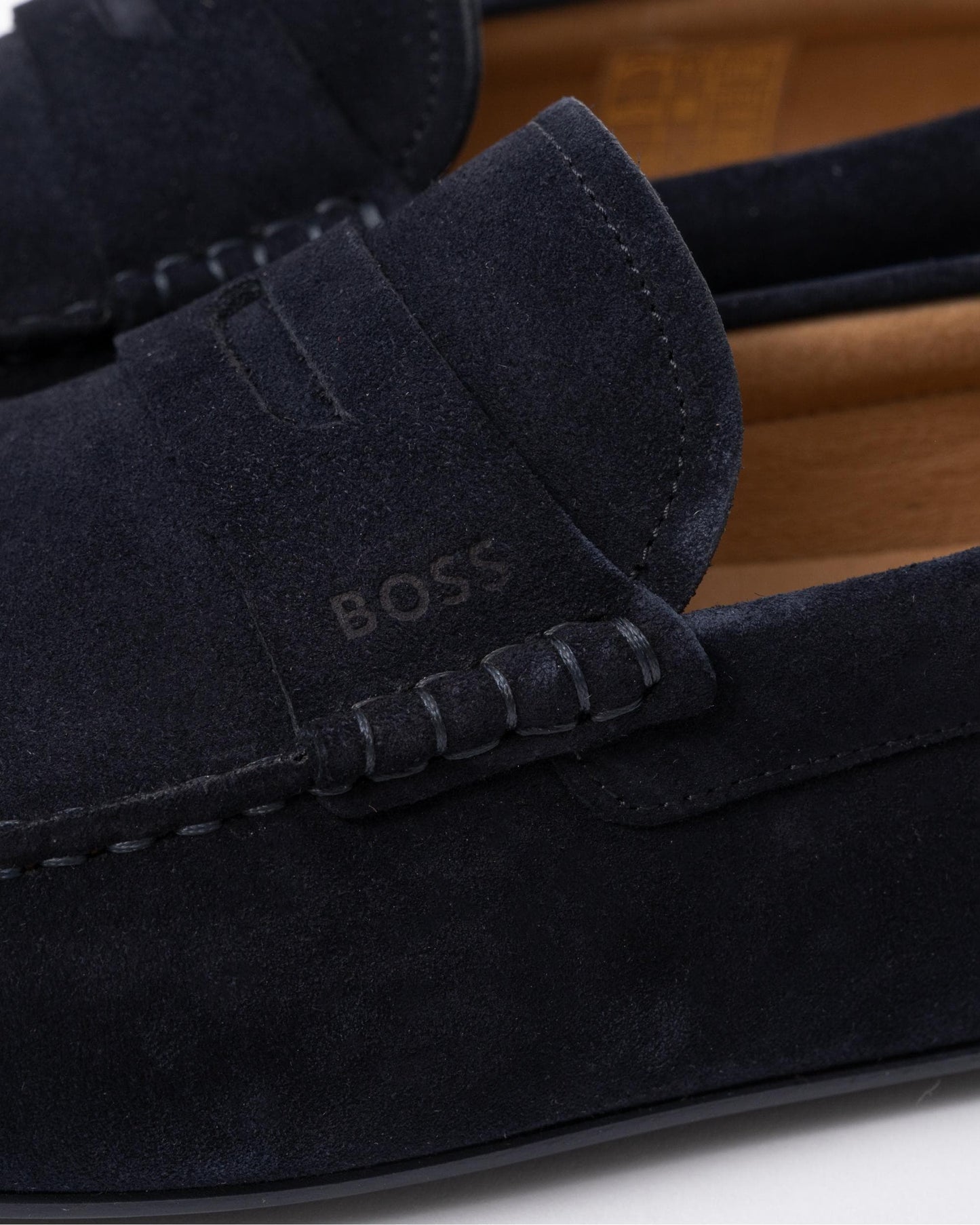 BOSS Orange Noel Mens Suede Driving Moccasins - Dark Blue 401