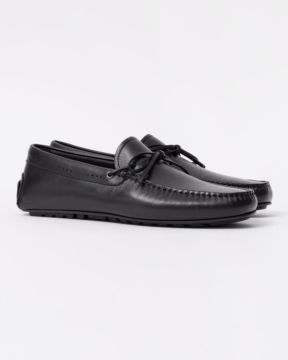 BOSS Orange Noel Mens Italian Leather Driving Moccasins - Black 001