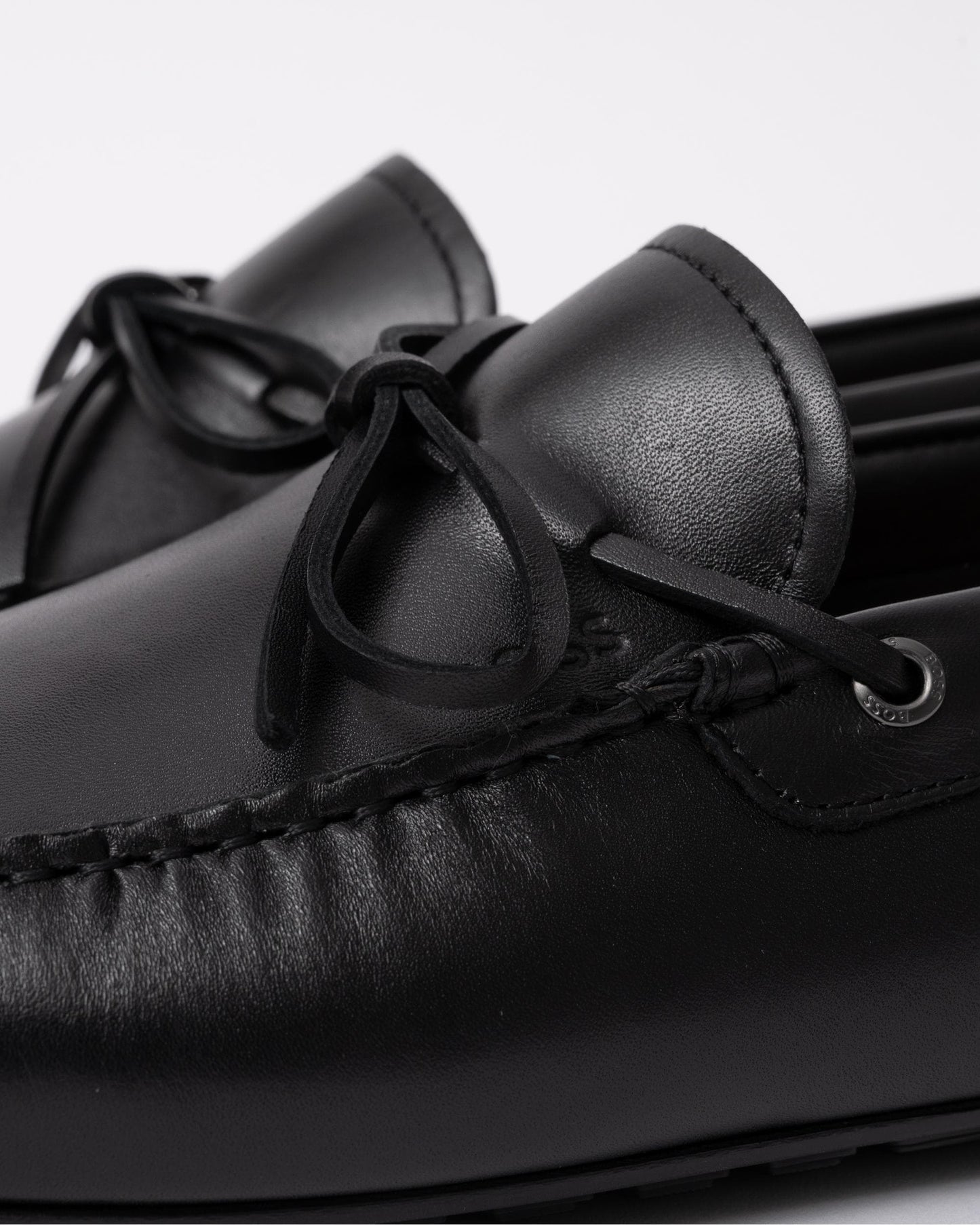 BOSS Orange Noel Mens Italian Leather Driving Moccasins - Black 001