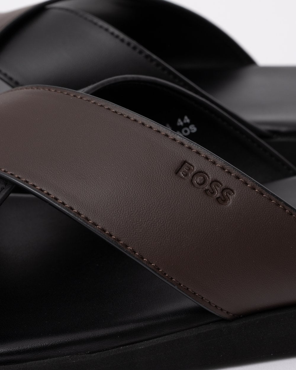 BOSS Orange Darrel Mens Faux Leather Slides with Two-Tone Straps