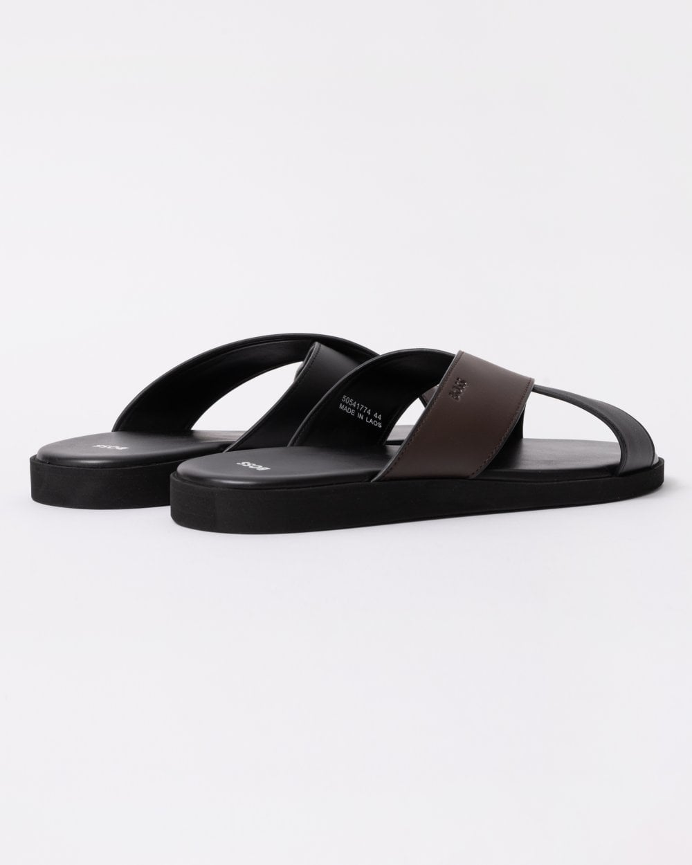 BOSS Orange Darrel Mens Faux Leather Slides with Two-Tone Straps