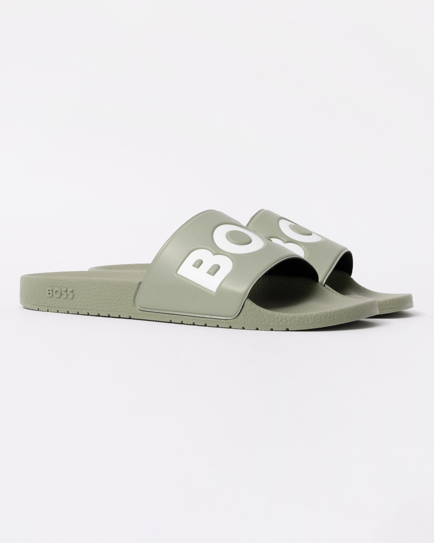BOSS Orange Aryeh Mens Italian-Made Slides With Large Logo Detail - Medium Green 311