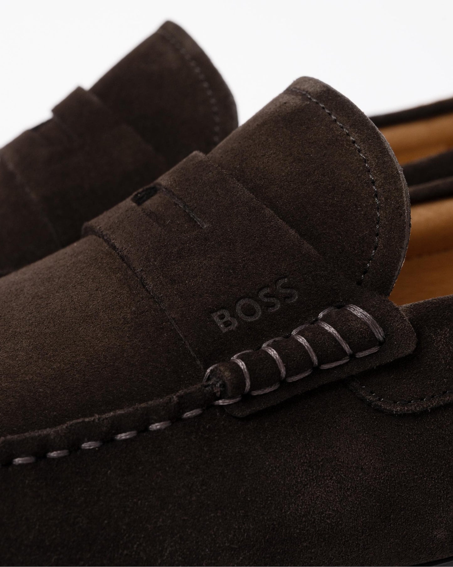 BOSS Orange Noel Mens Suede Driving Moccasins - Dark Brown 201