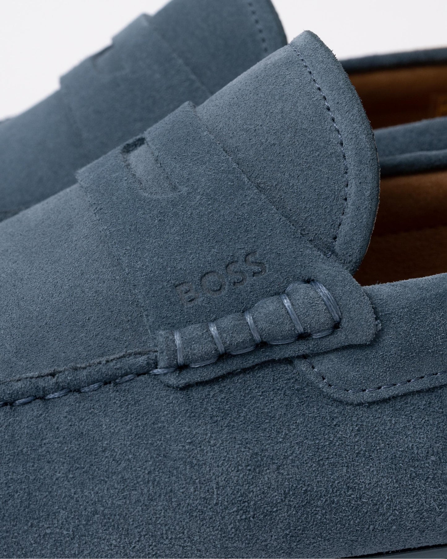 BOSS Orange Noel Mens Suede Driving Moccasins - Open Blue 460