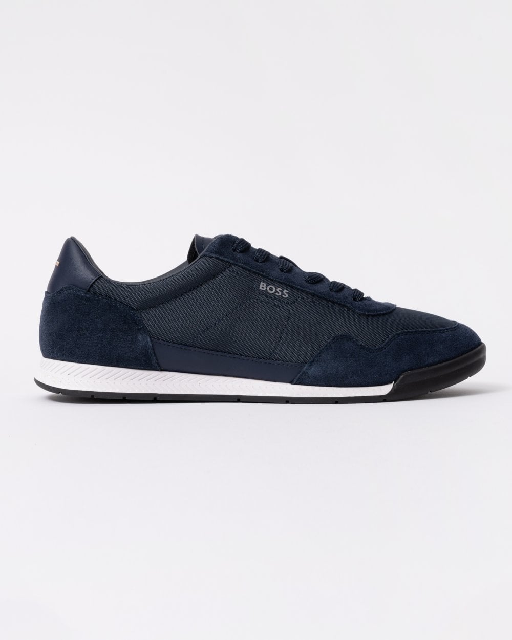 BOSS Orange Titanium Mens Mixed Material Lace-Up Trainers with Suede Trims - Navy 410