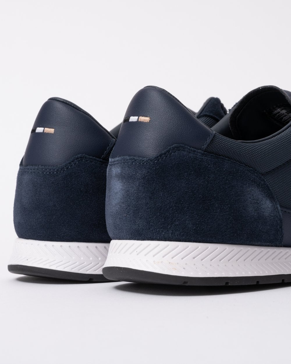 BOSS Orange Titanium Mens Mixed Material Lace-Up Trainers with Suede Trims - Navy 410