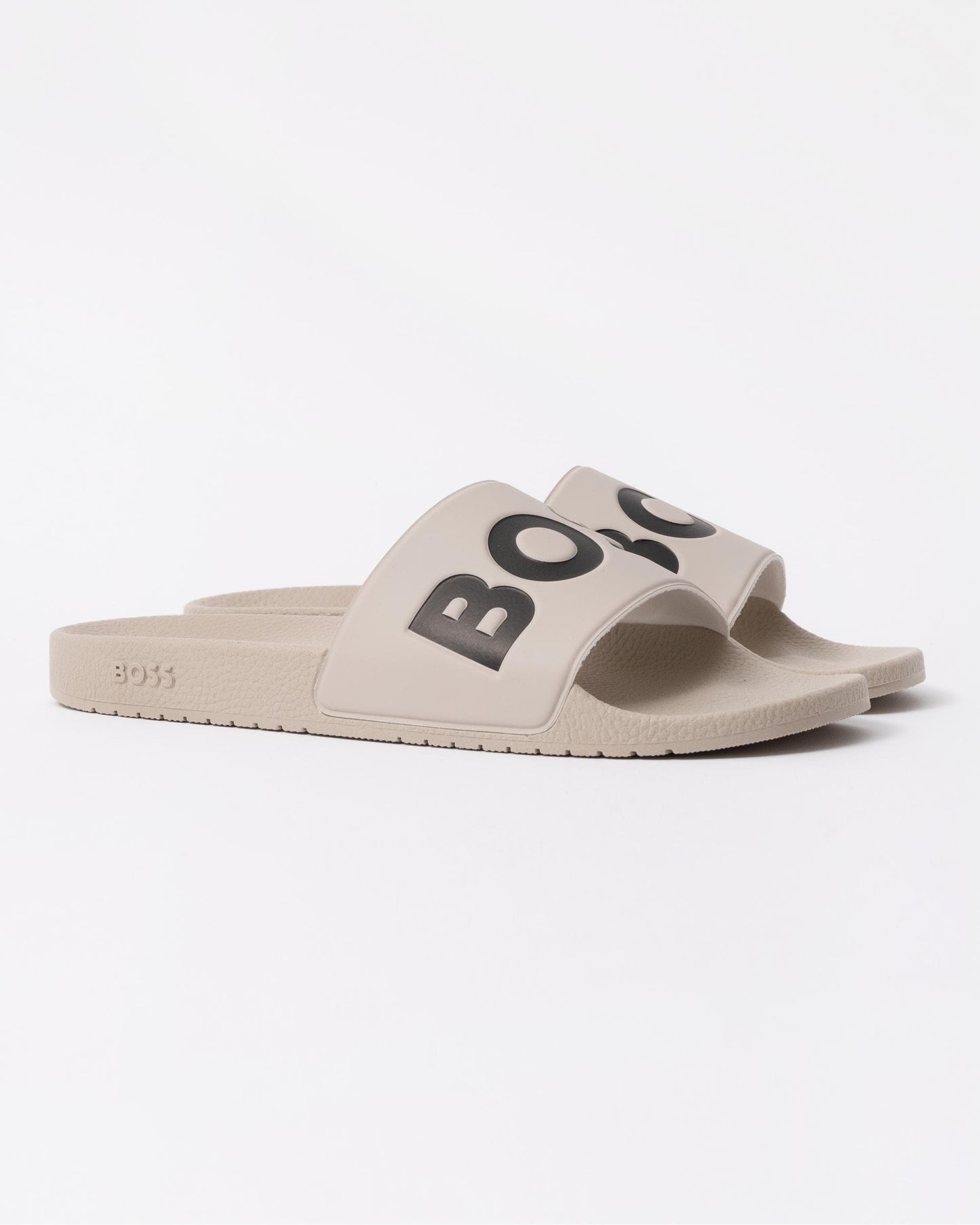 BOSS Orange Aryeh Mens Italian-Made Slides With Large Logo Detail - Open White 131