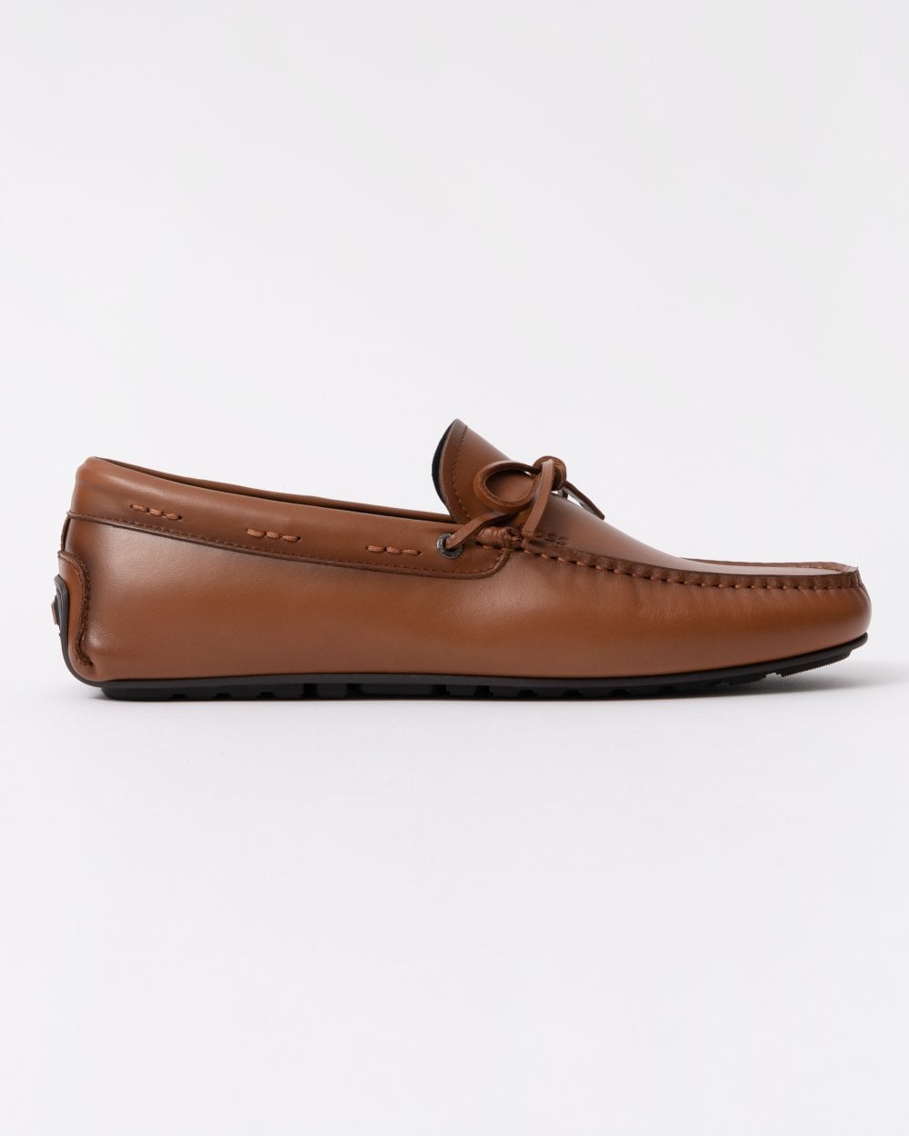 BOSS Orange Noel Mens Italian Leather Driving Moccasins - Medium Brown 210