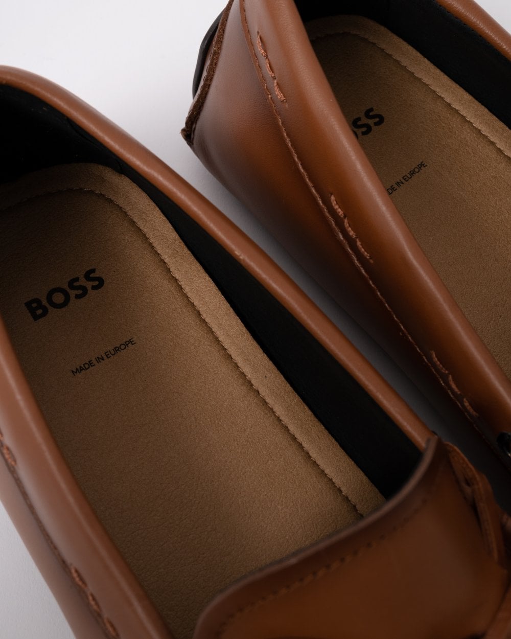 BOSS Orange Noel Mens Italian Leather Driving Moccasins - Medium Brown 210