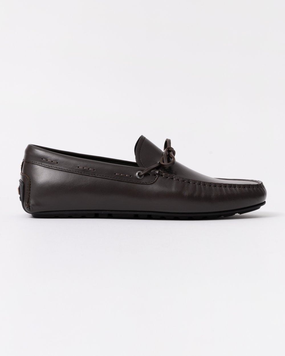 BOSS Orange Noel Mens Italian Leather Driving Moccasins - Dark Brown 201