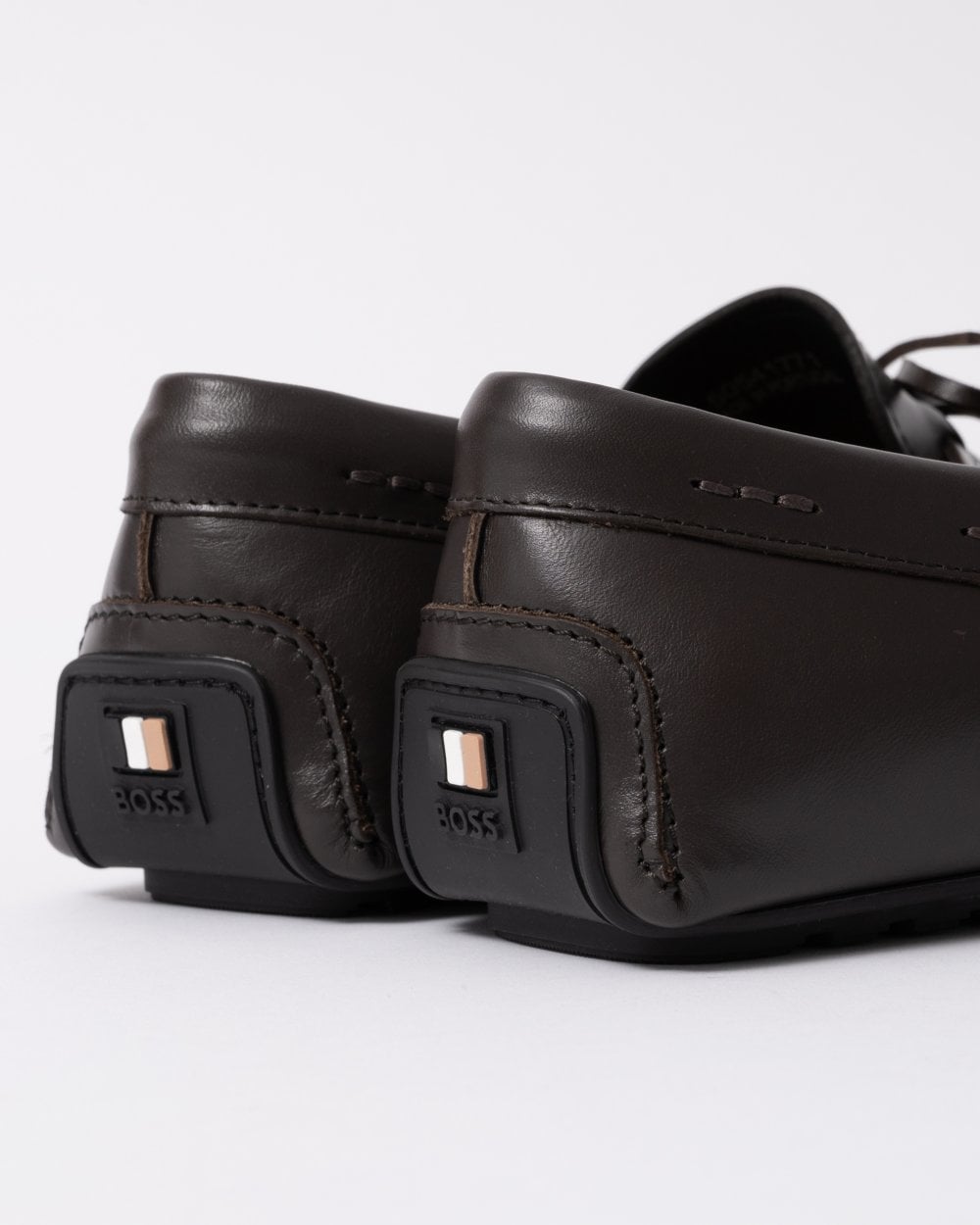 BOSS Orange Noel Mens Italian Leather Driving Moccasins - Dark Brown 201