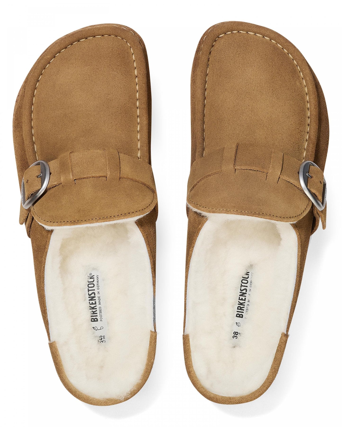 Birkenstock Buckley Suede Shearling Womens Mule Moccasins
