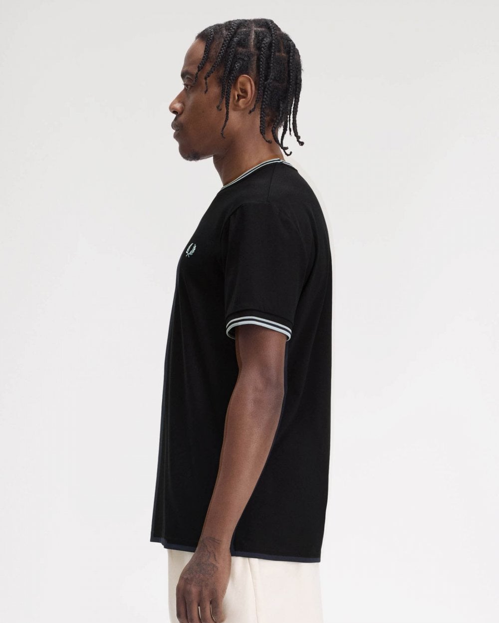 Fred Perry Mens Twin Tipped T-Shirt - Black/Silver Blue Q46