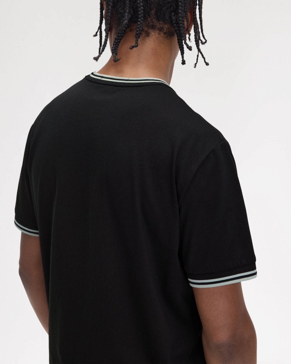 Fred Perry Mens Twin Tipped T-Shirt - Black/Silver Blue Q46