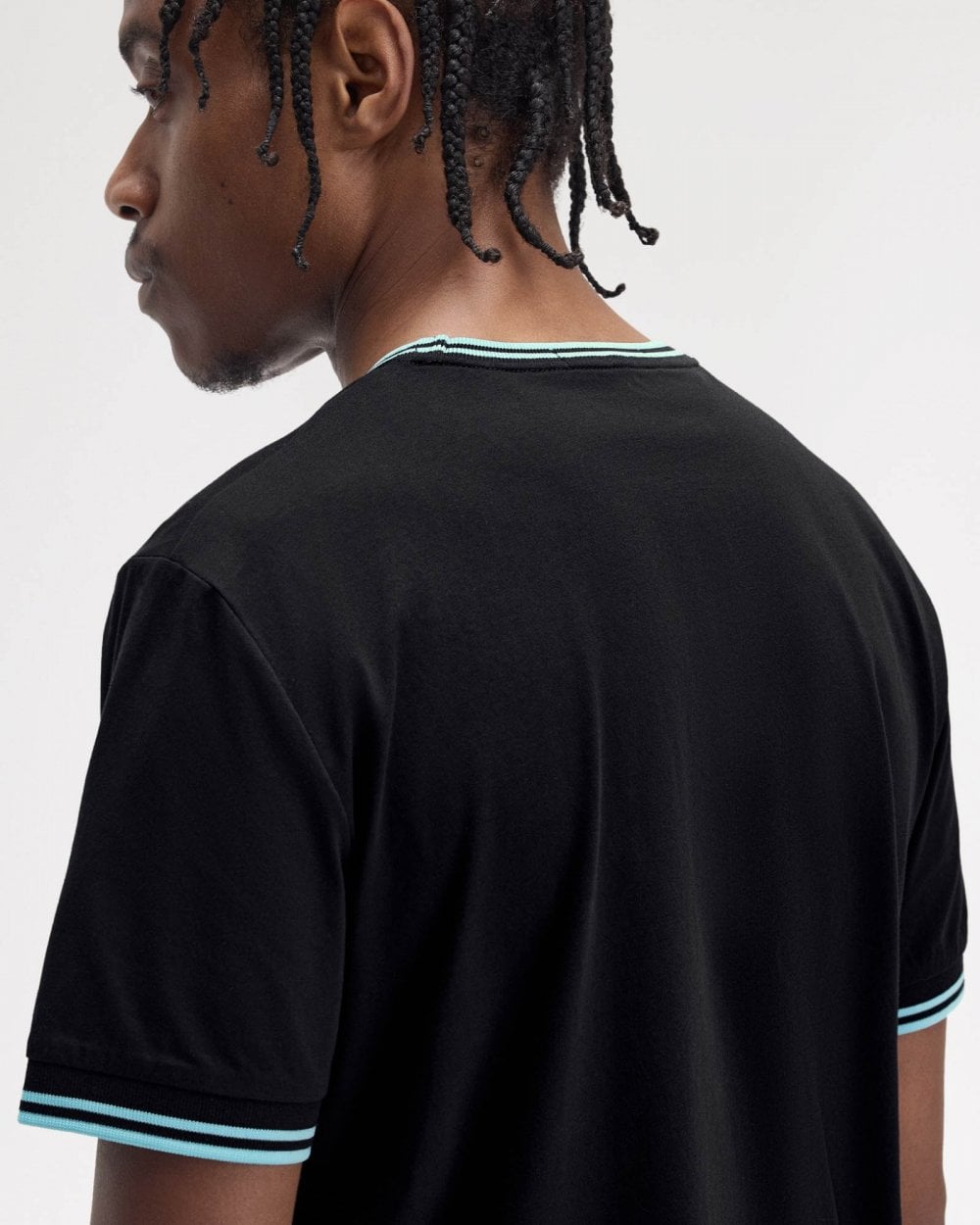 Fred Perry Mens Twin Tipped T-Shirt - Navy/Mint Blue Y60