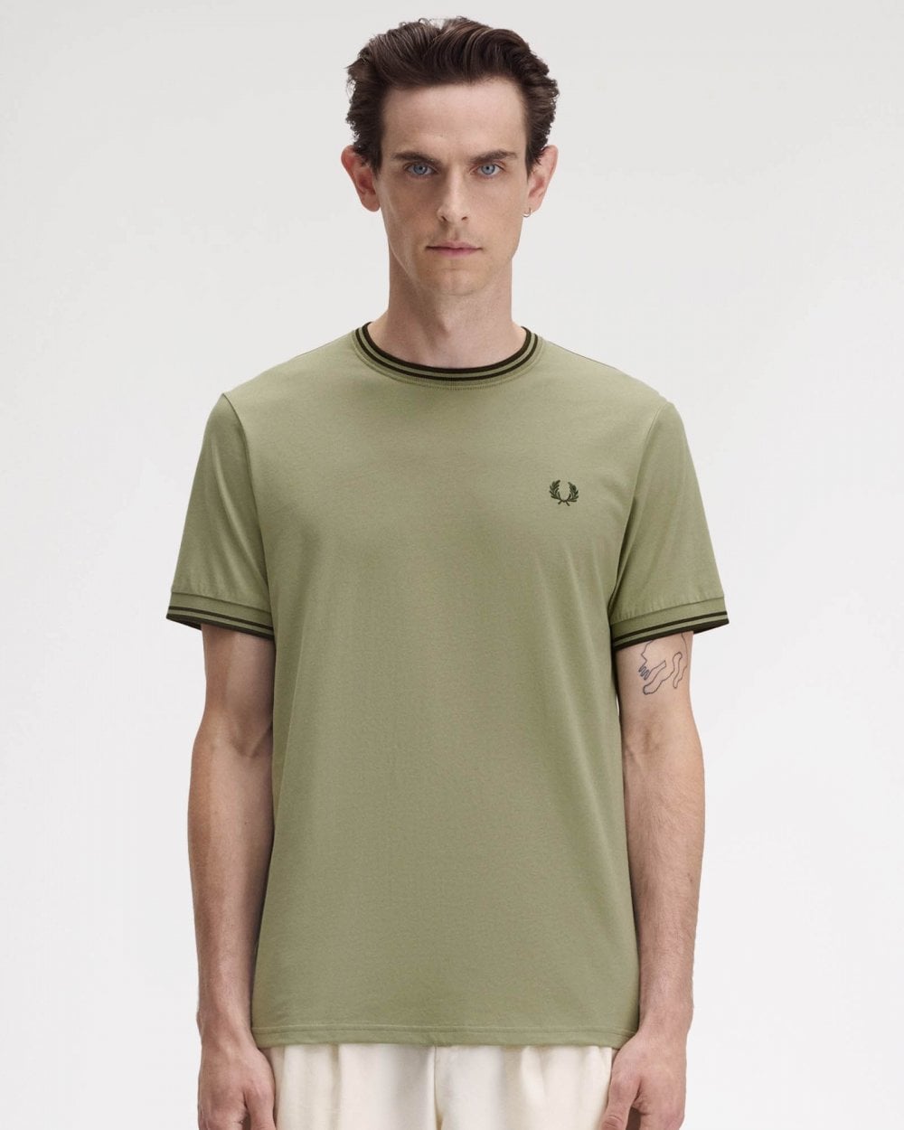 Fred Perry Mens Twin Tipped T-Shirt - Olive Mint/Night Green Y64