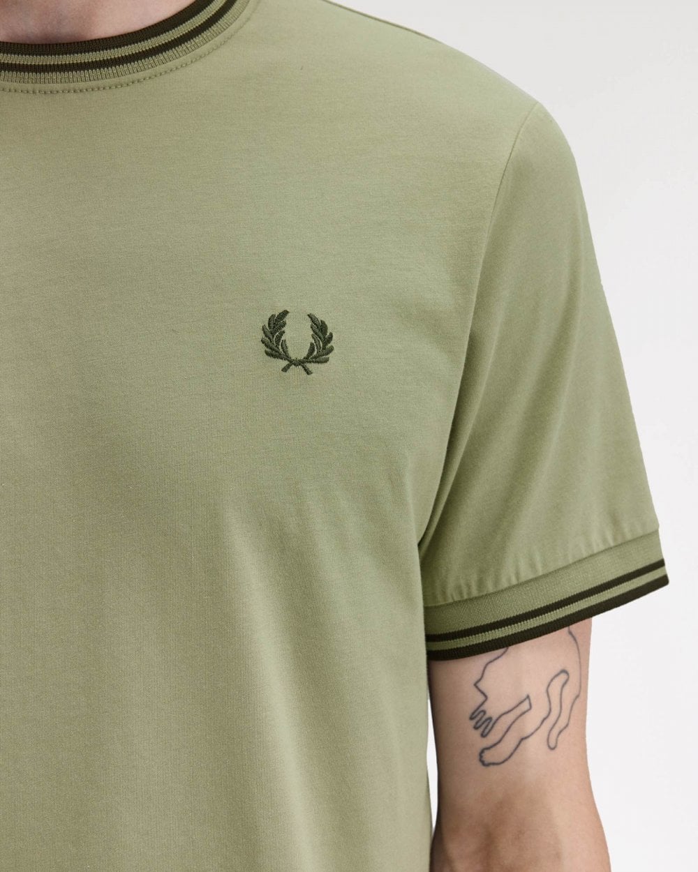 Fred Perry Mens Twin Tipped T-Shirt - Olive Mint/Night Green Y64