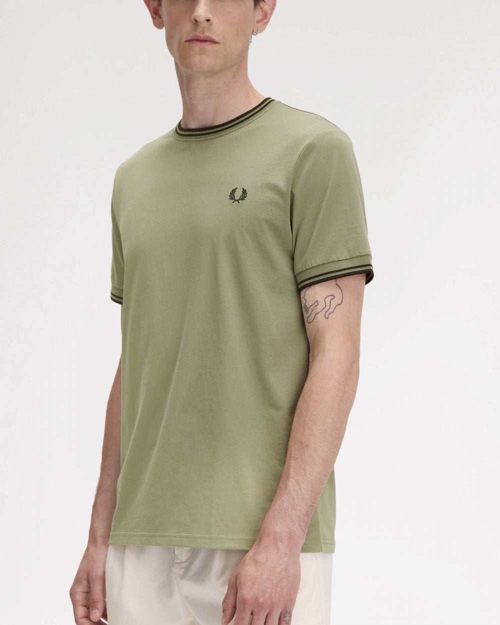 Fred Perry Mens Twin Tipped T-Shirt - Olive Mint/Night Green Y64