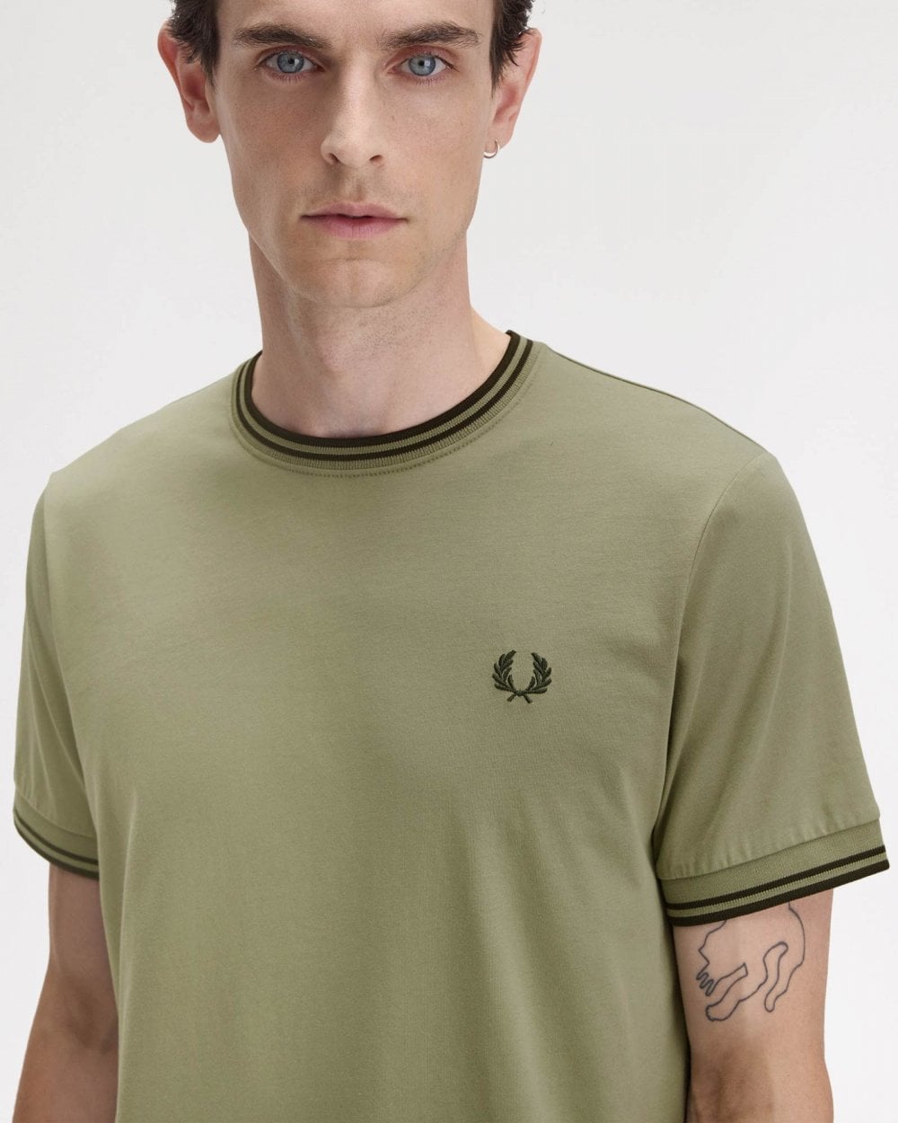 Fred Perry Mens Twin Tipped T-Shirt - Olive Mint/Night Green Y64