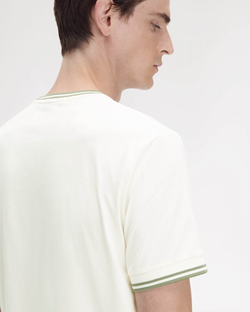 Fred Perry Mens Twin Tipped T-Shirt - Light Ecru/Olive Mint  Y54