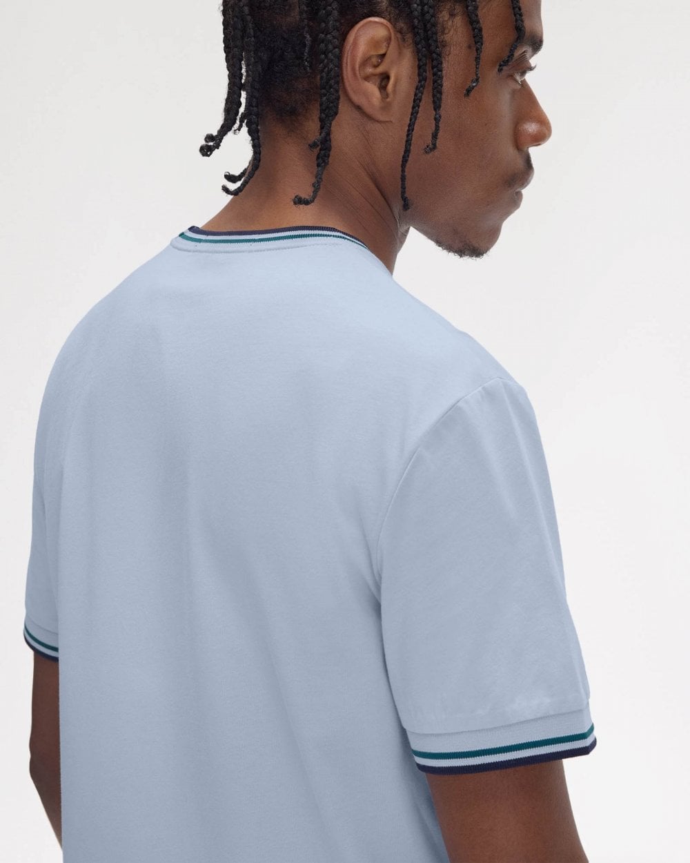 Fred Perry Mens Twin Tipped T-Shirt - Light Smoke/Petrol Blue/Navy Y58