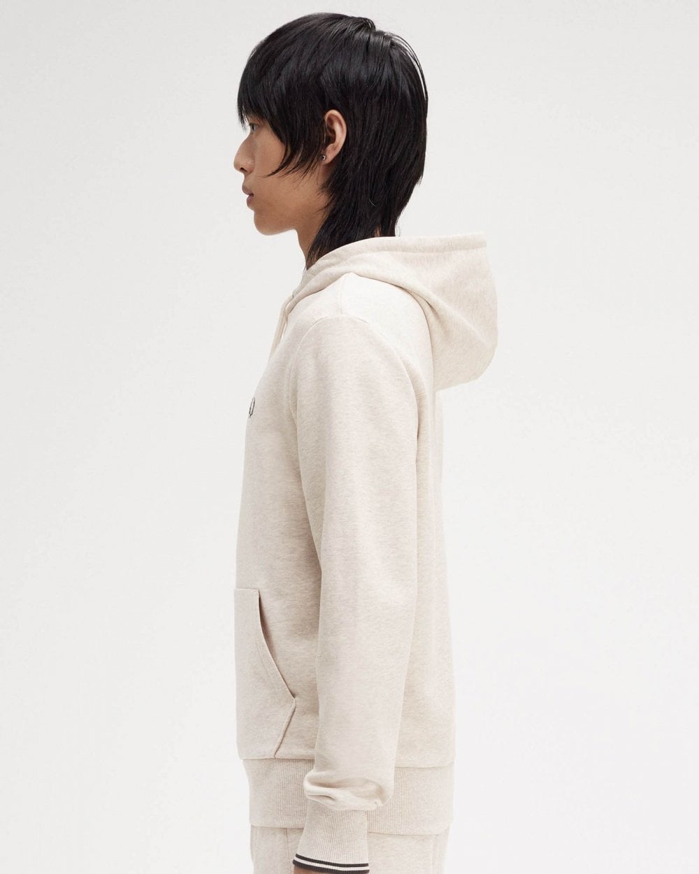 Fred Perry Mens Tipped Hooded Sweatshirt - Porridge Marl/Anchor Grey W50