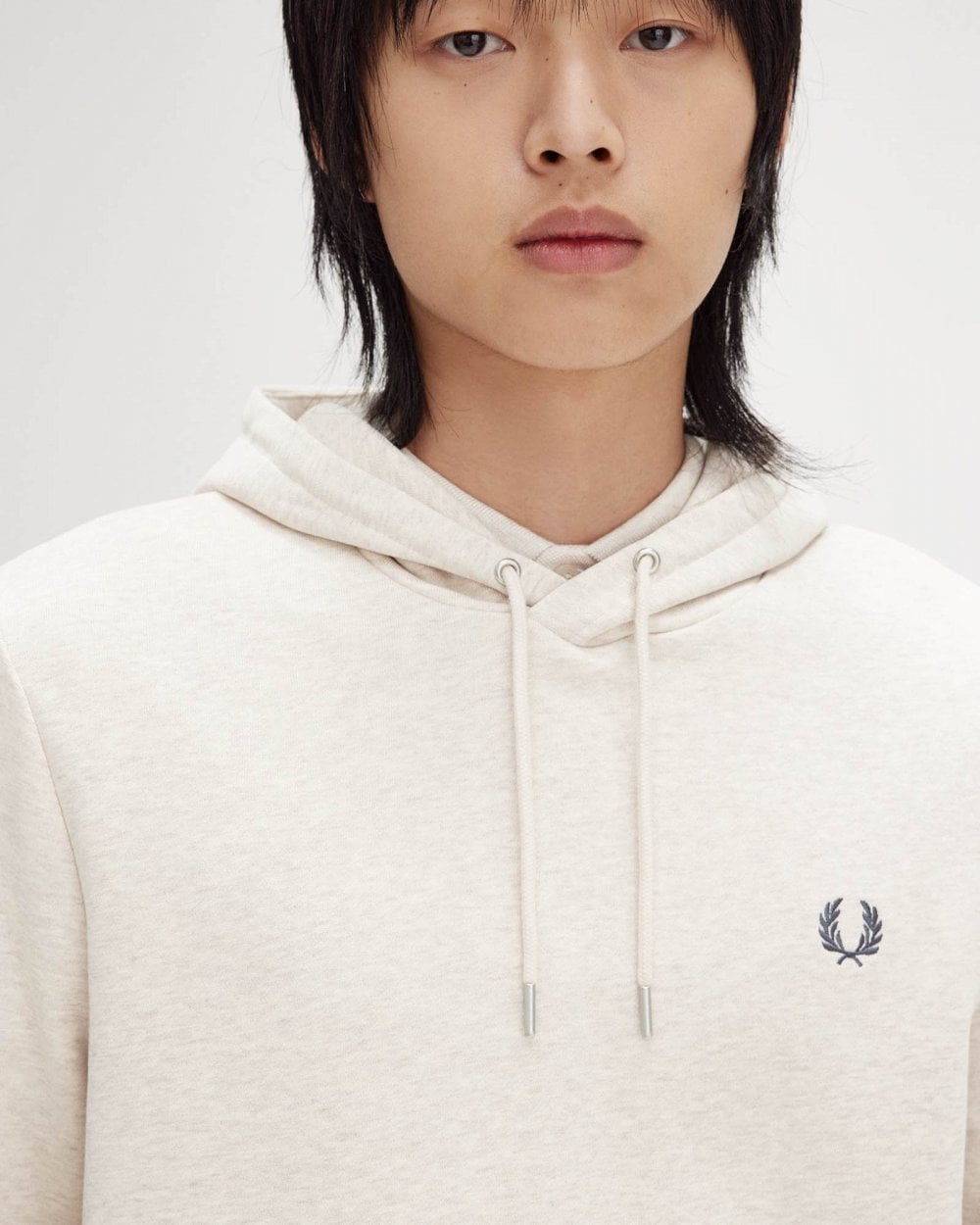 Fred Perry Mens Tipped Hooded Sweatshirt - Porridge Marl/Anchor Grey W50