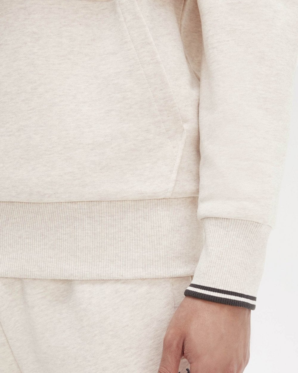 Fred Perry Mens Tipped Hooded Sweatshirt - Porridge Marl/Anchor Grey W50