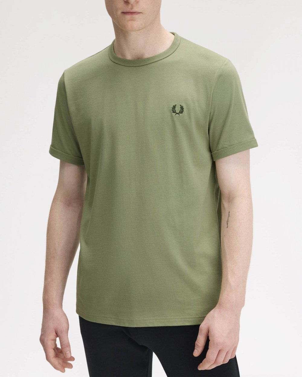 Fred Perry Mens Ringer T-Shirt - Olive Mint X88