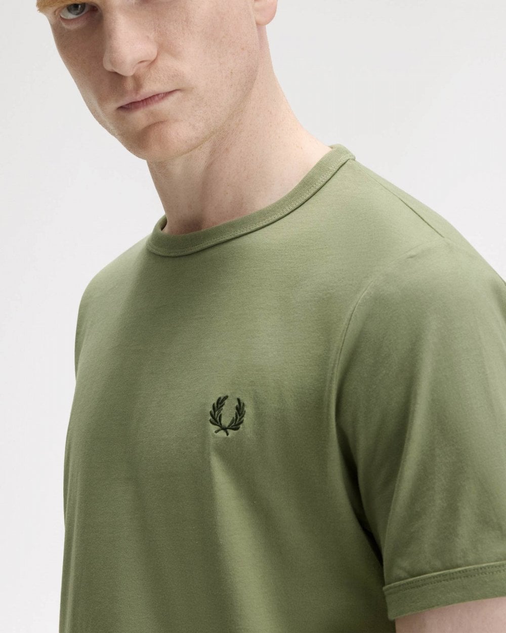 Fred Perry Mens Ringer T-Shirt - Olive Mint X88