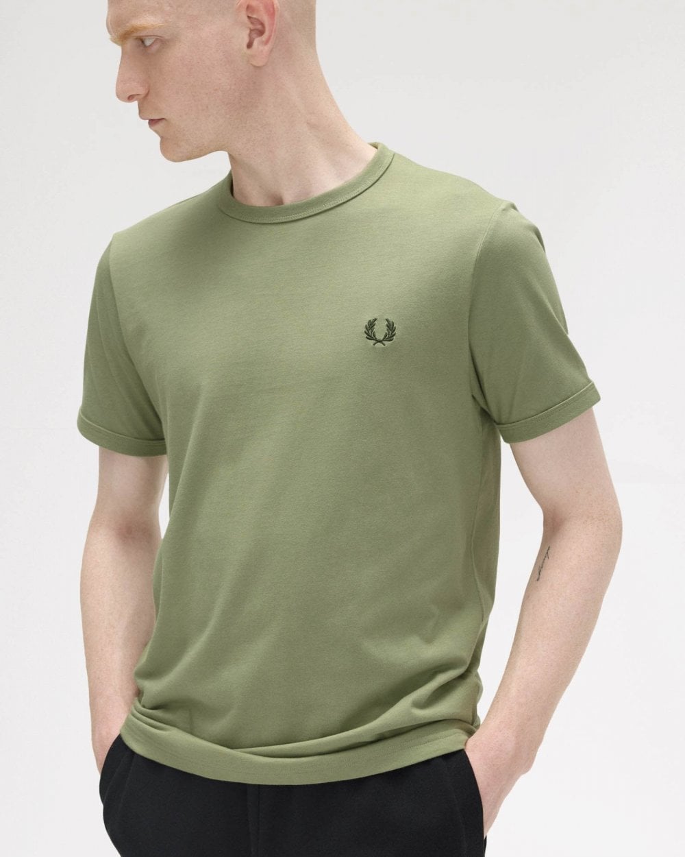 Fred Perry Mens Ringer T-Shirt - Olive Mint X88