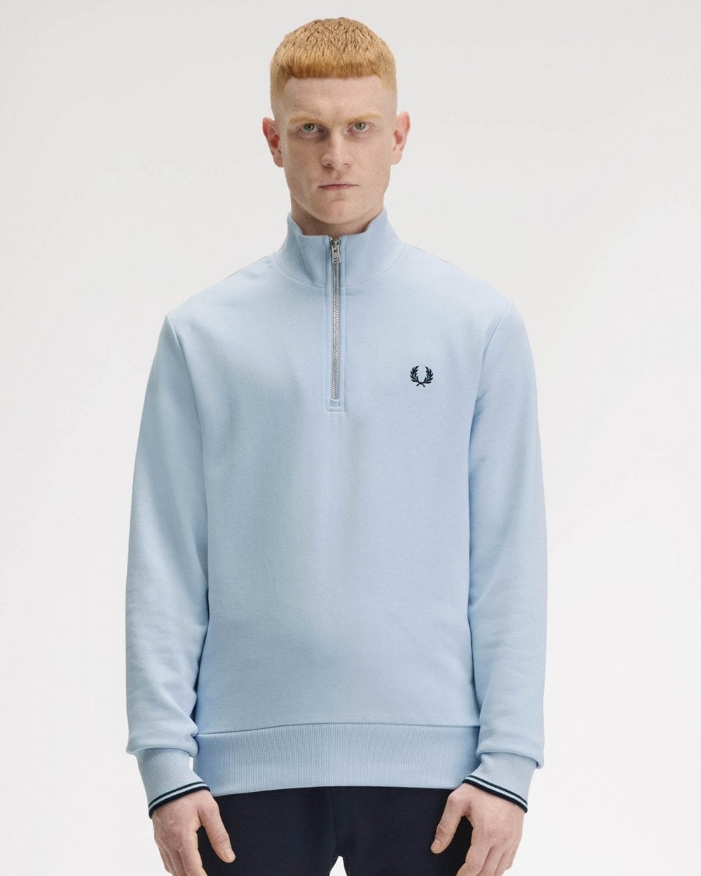 Fred Perry Mens Half Zip Sweatshirt - Light Smoke 146