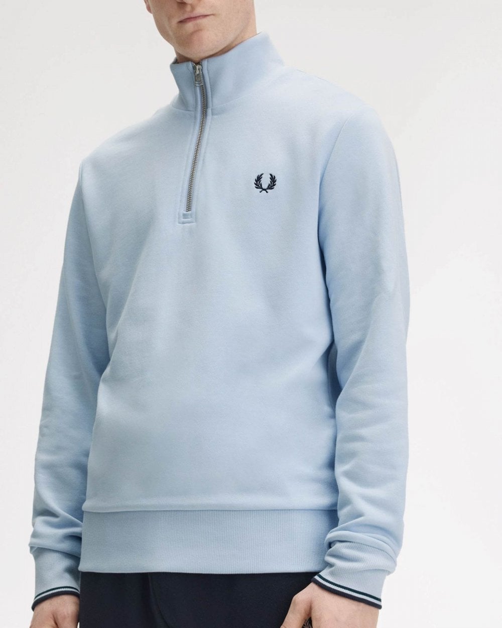 Fred Perry Mens Half Zip Sweatshirt - Light Smoke 146