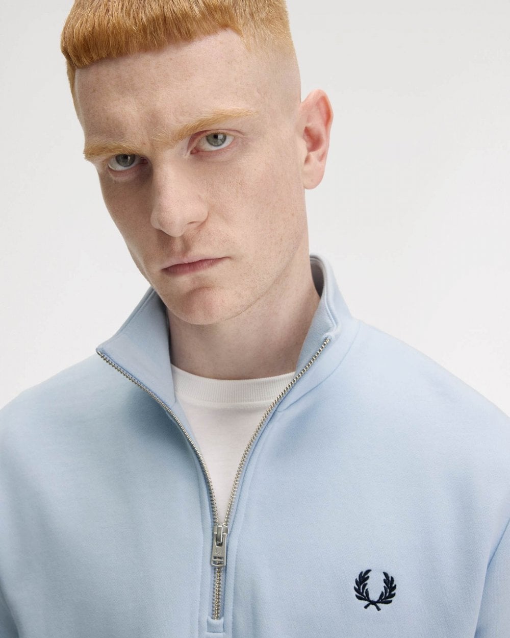 Fred Perry Mens Half Zip Sweatshirt - Light Smoke 146