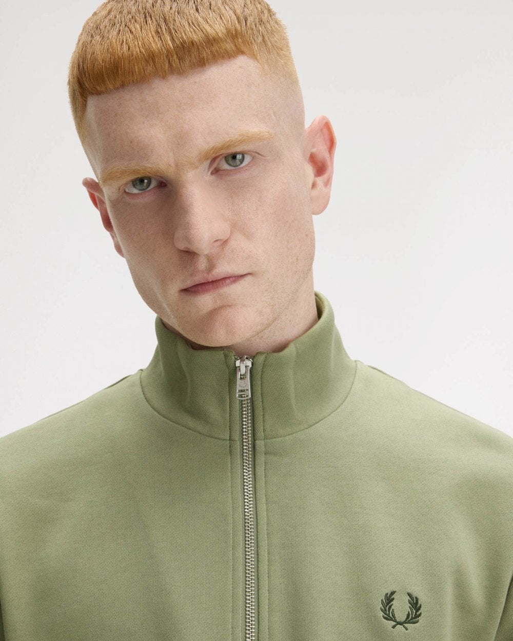 Fred Perry Mens Half Zip Sweatshirt - Olive Mint X88