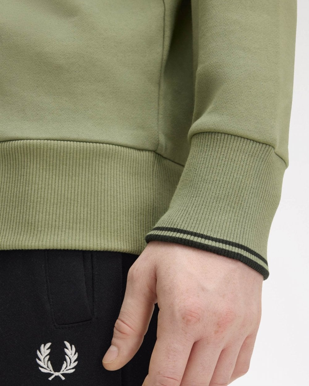 Fred Perry Mens Half Zip Sweatshirt - Olive Mint X88