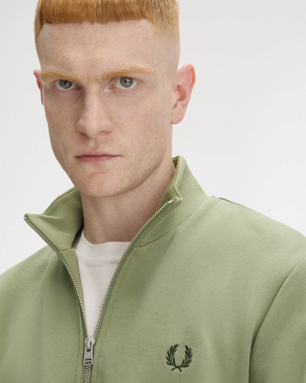 Fred Perry Mens Half Zip Sweatshirt - Olive Mint X88