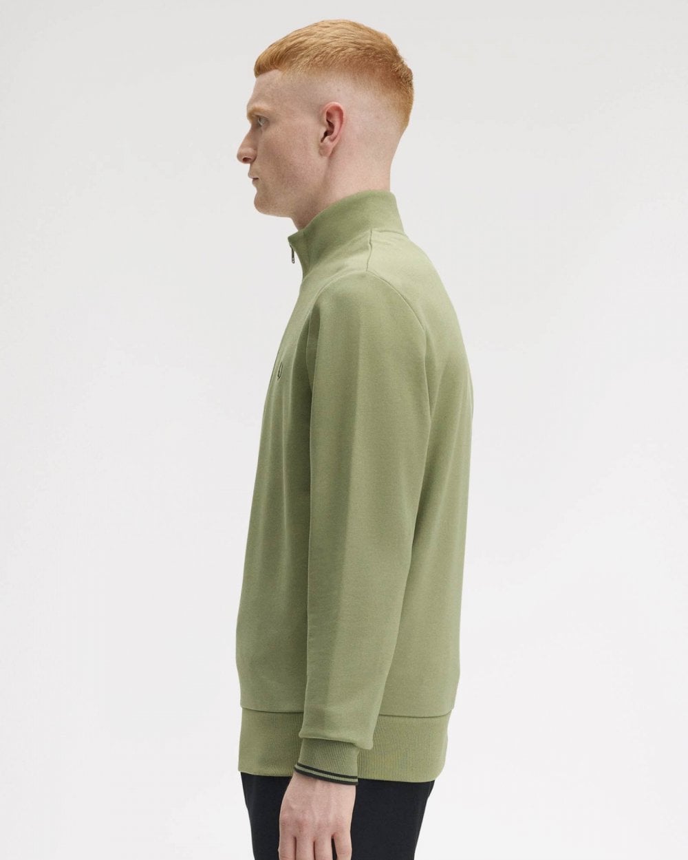 Fred Perry Mens Half Zip Sweatshirt - Olive Mint X88