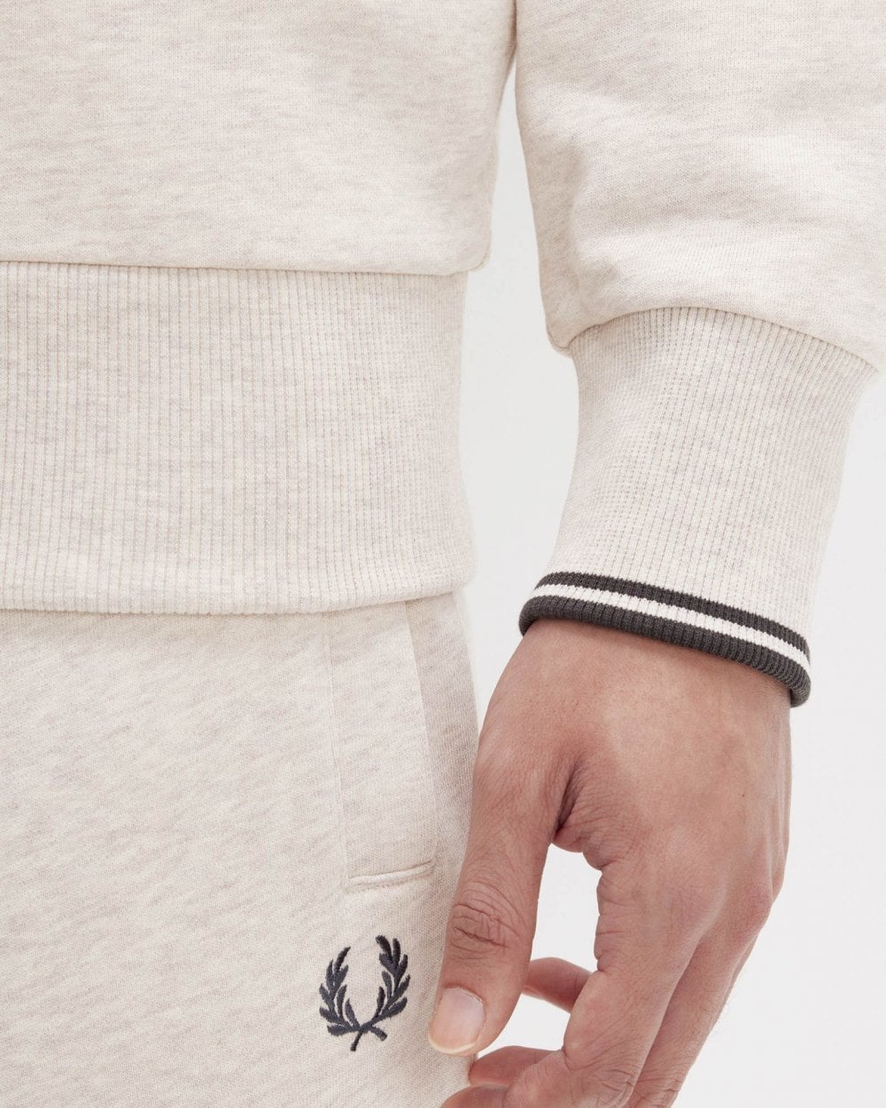 Fred Perry Mens Half Zip Sweatshirt - Porridge Marl/Anchor Grey W50