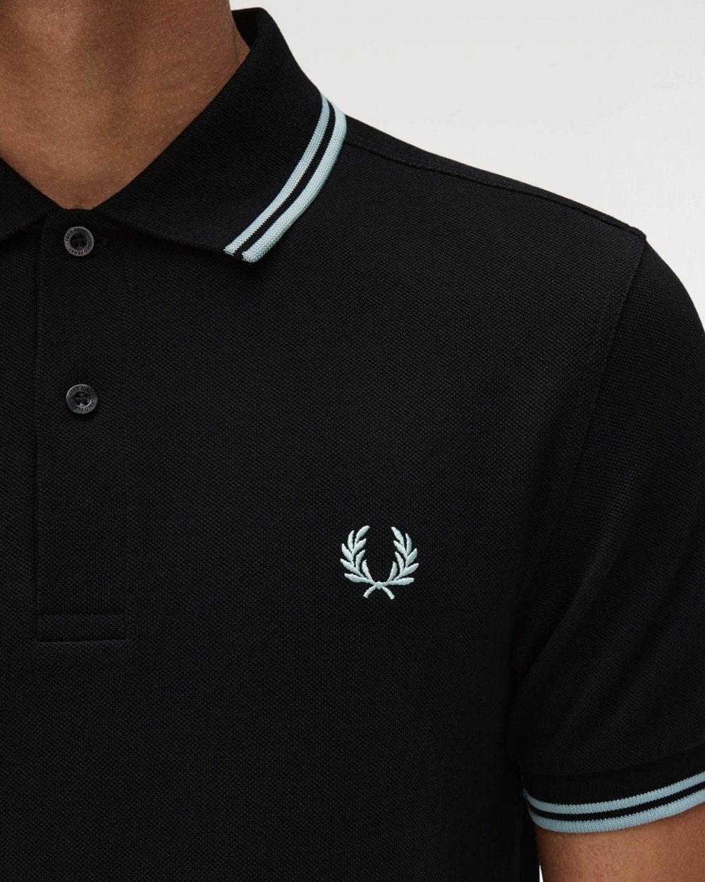 Fred Perry Mens Twin Tipped Signature Polo Shirt Pre A/W 25 - Black/Silver Blue Q46
