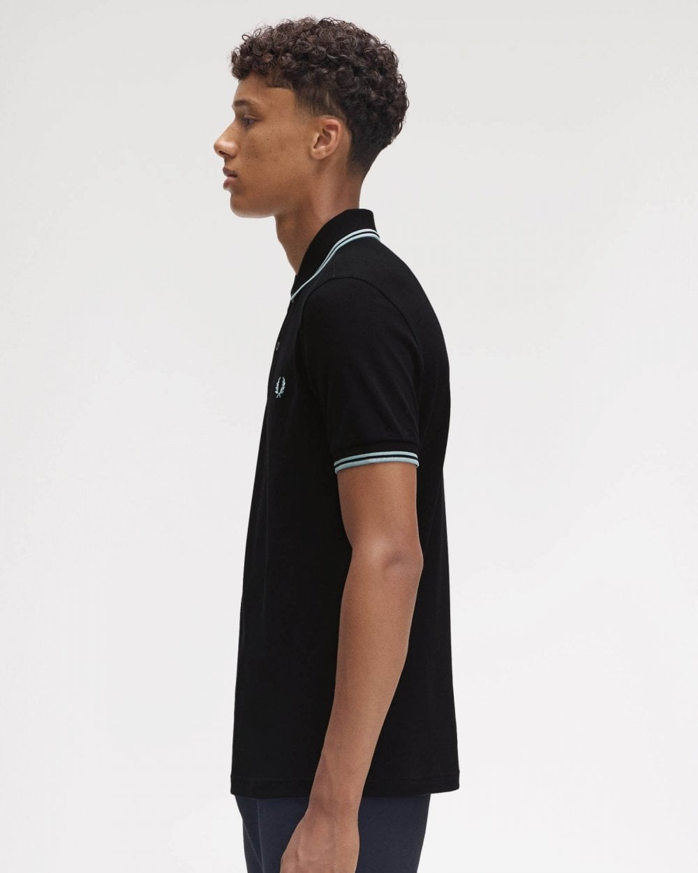 Fred Perry Mens Twin Tipped Signature Polo Shirt Pre A/W 25 - Black/Silver Blue Q46