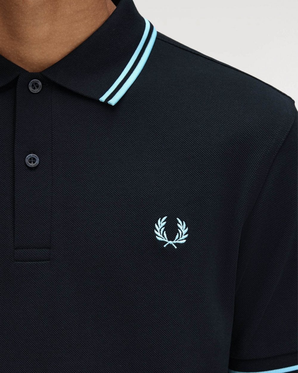 Fred Perry Mens Twin Tipped Signature Polo Shirt Pre A/W 25 - Navy/Mint Blue Y60