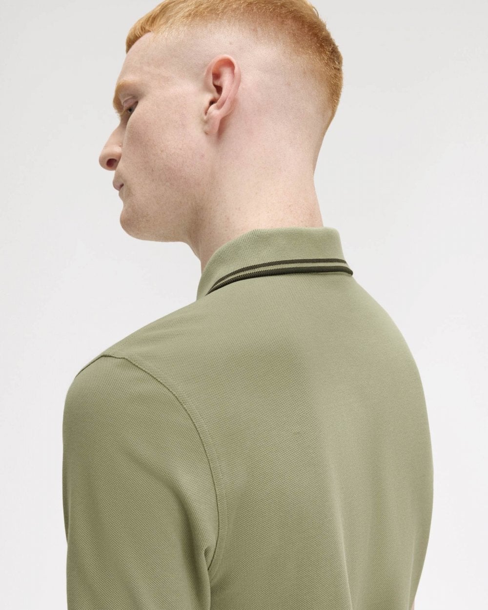 Fred Perry Mens Twin Tipped Signature Polo Shirt Pre A/W 25 - Olive Mint/Night Green Y64