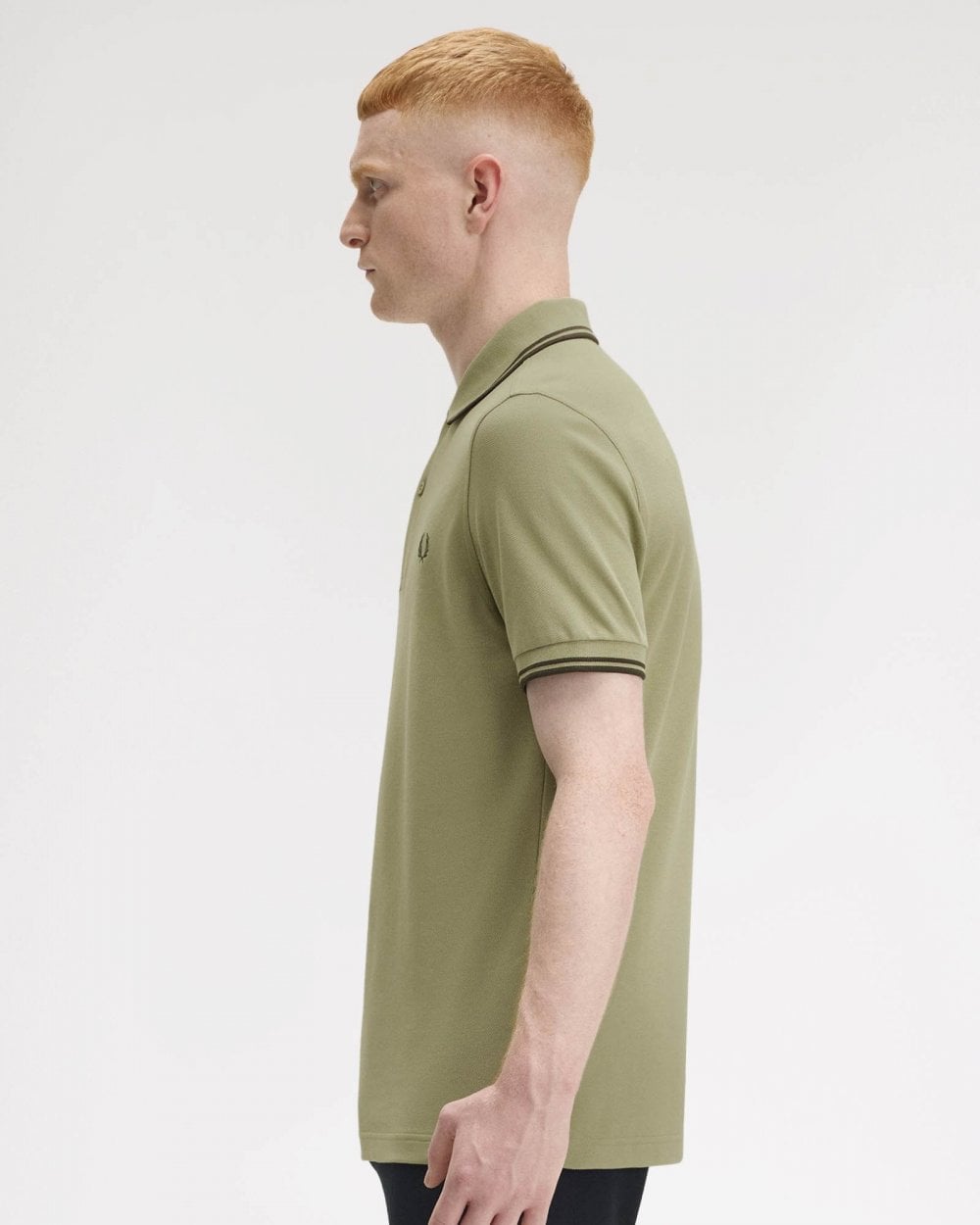 Fred Perry Mens Twin Tipped Signature Polo Shirt Pre A/W 25 - Olive Mint/Night Green Y64