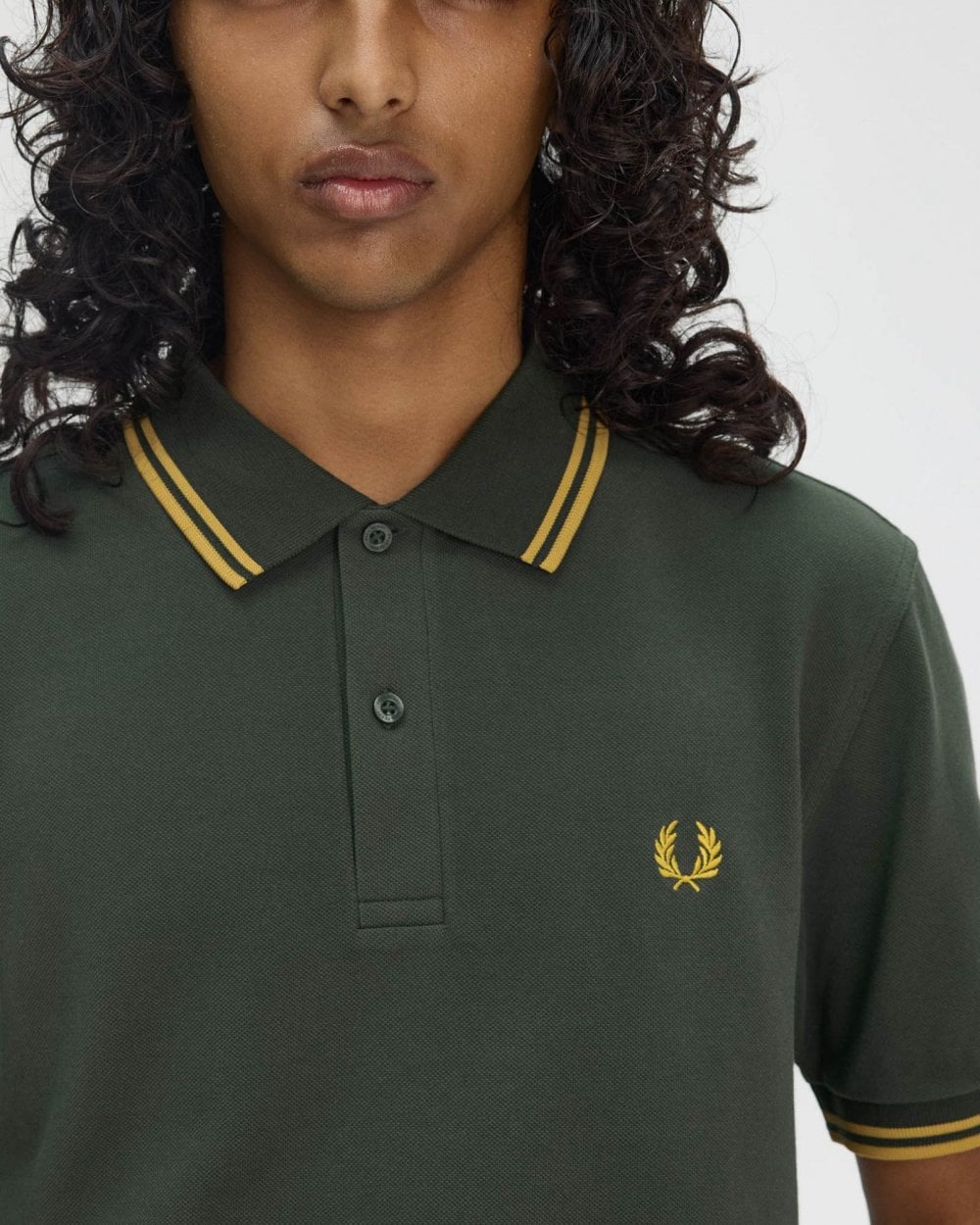 Fred Perry Mens Twin Tipped Signature Polo Shirt Pre A/W 25 - Court Green/Honeycomb Y22