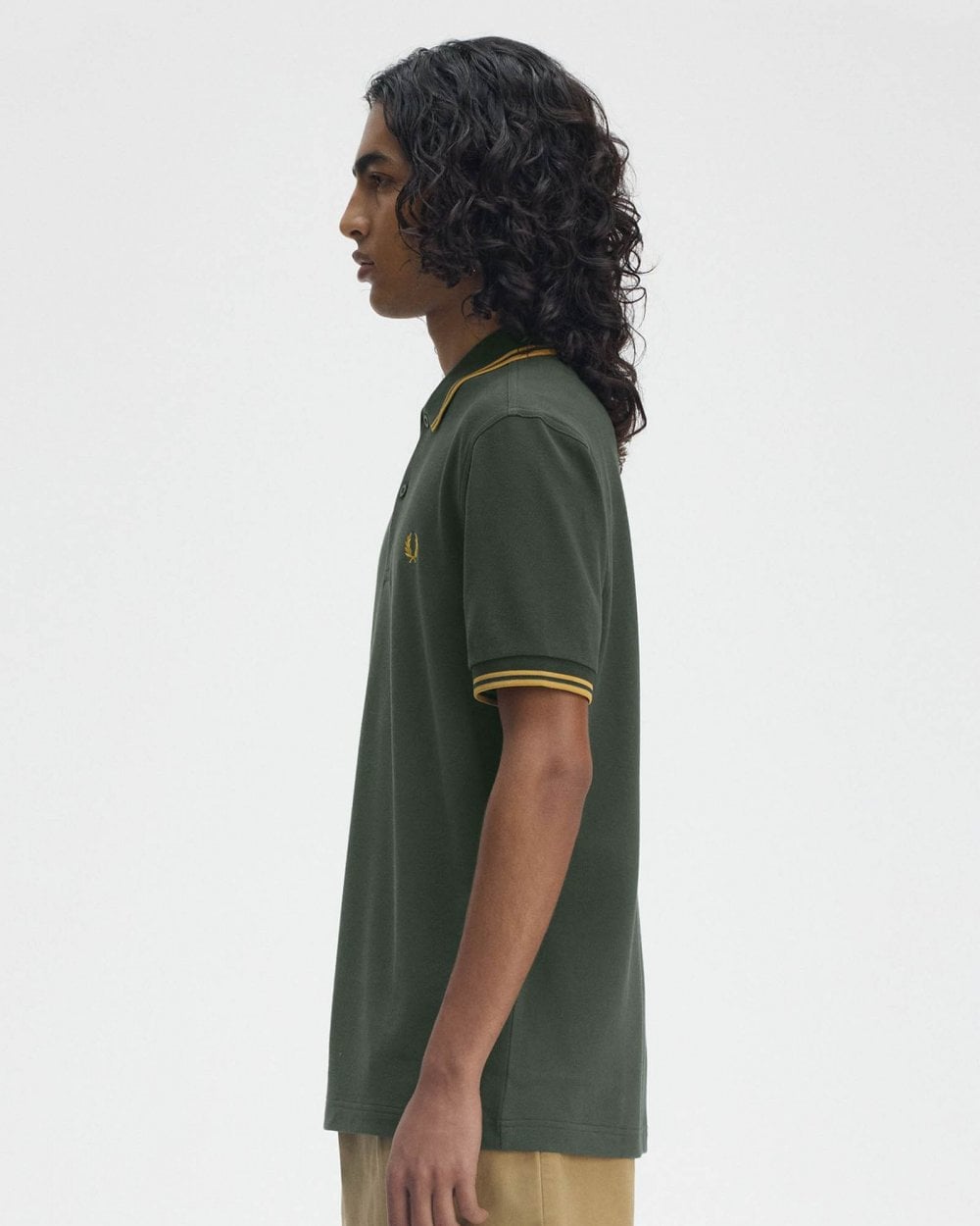 Fred Perry Mens Twin Tipped Signature Polo Shirt Pre A/W 25 - Court Green/Honeycomb Y22