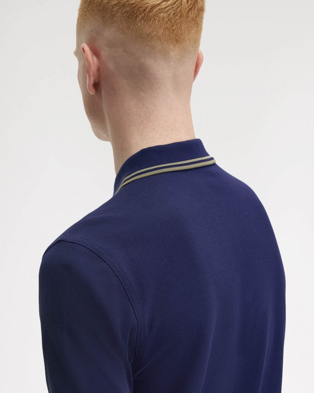 Fred Perry Mens Twin Tipped Signature Polo Shirt Pre A/W 25 - French Navy/Olive Mint Y59